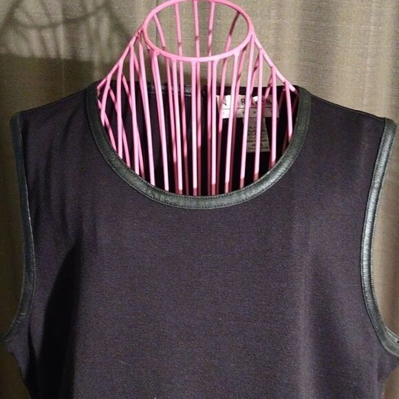 Norton Studio Black faux Leather Trim blouse XL - Picture 3 of 8